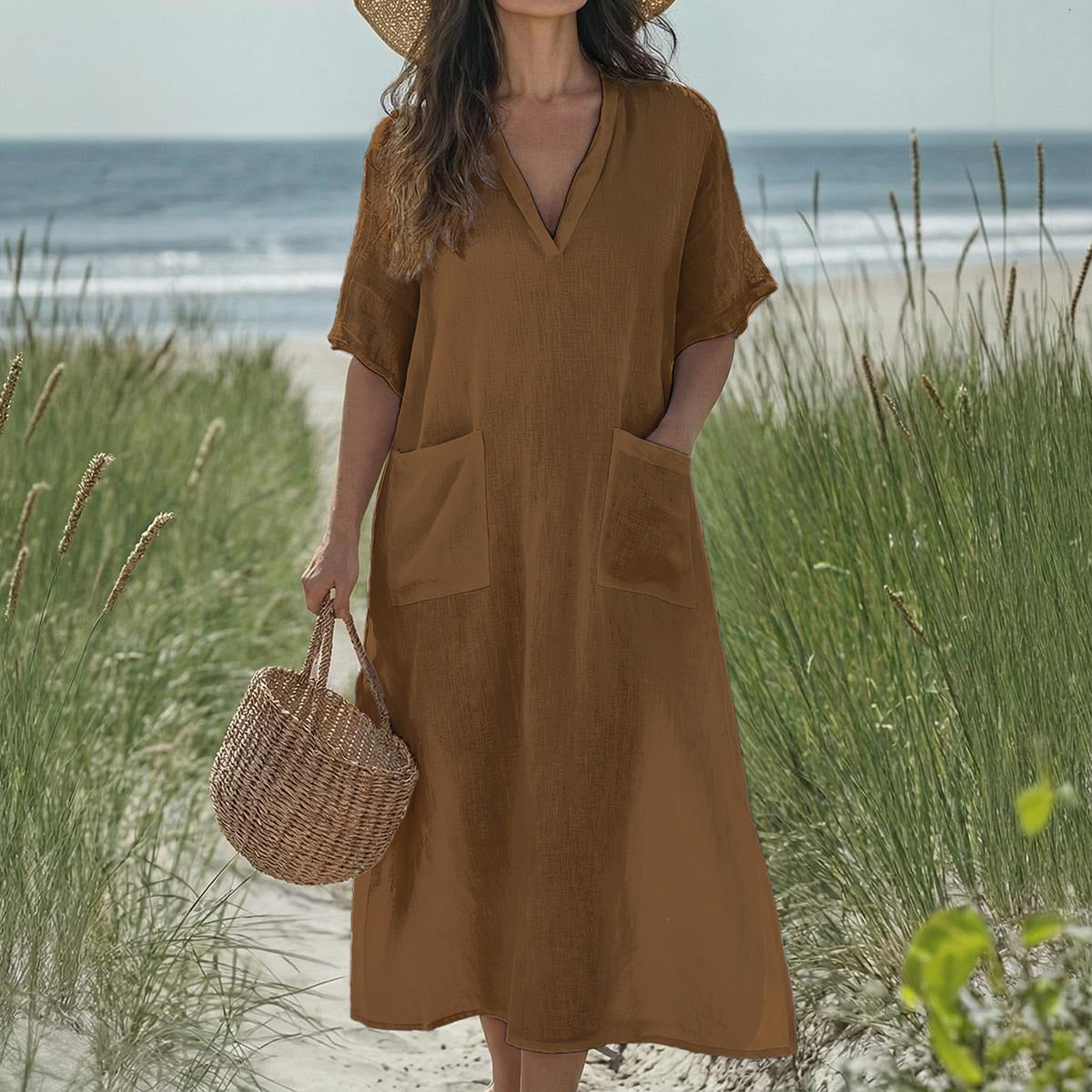 LV Signature Women's Long V-neck Dress