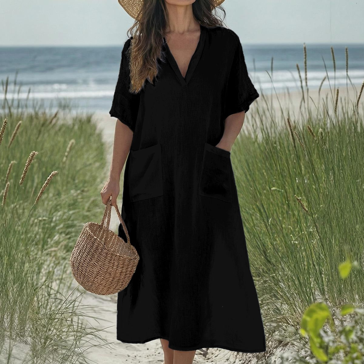 LV Signature Women's Long V-neck Dress