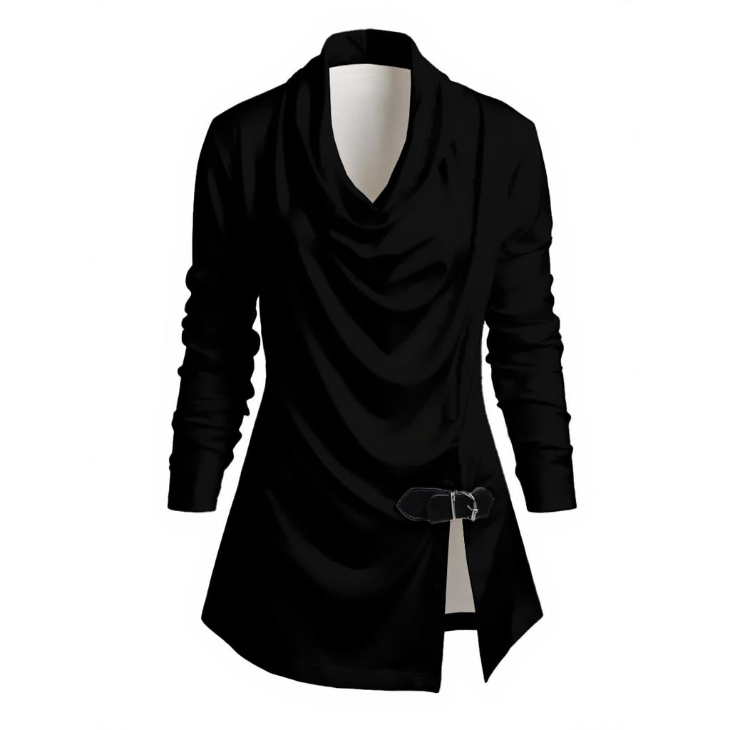 Draped in Black + Gray Women's Top