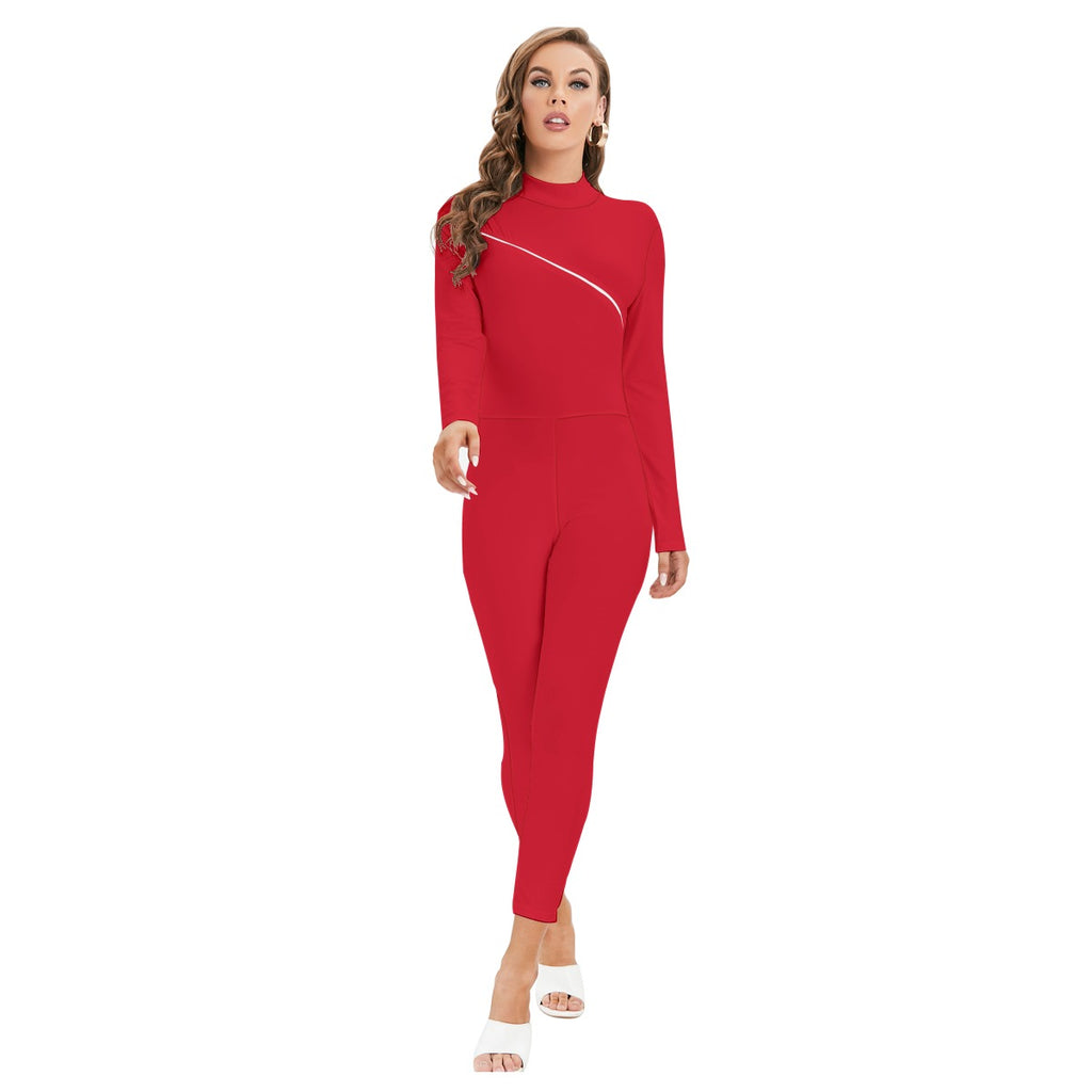 Women's Long Sleeved Catsuit with Zipper