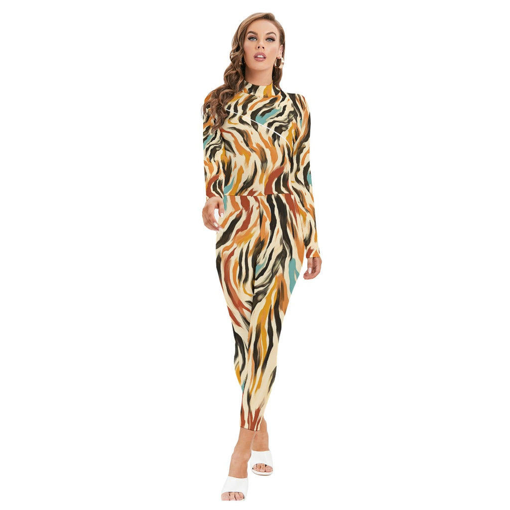 Women's Long Sleeved Catsuit with Zipper