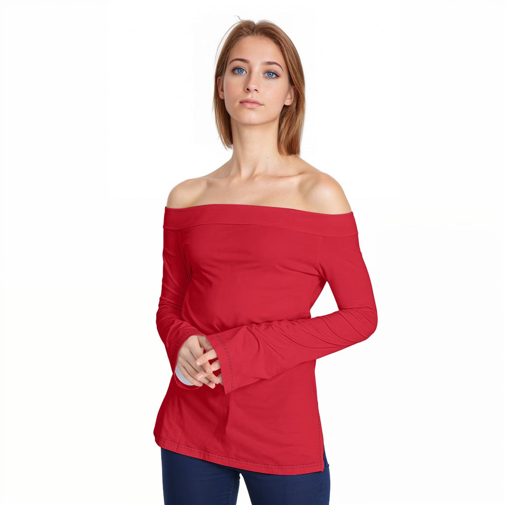 LV Women's Off-Shoulder Long Sleeve Top
