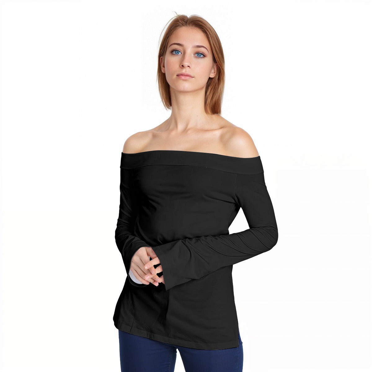 LV Women's Off-Shoulder Long Sleeve Top