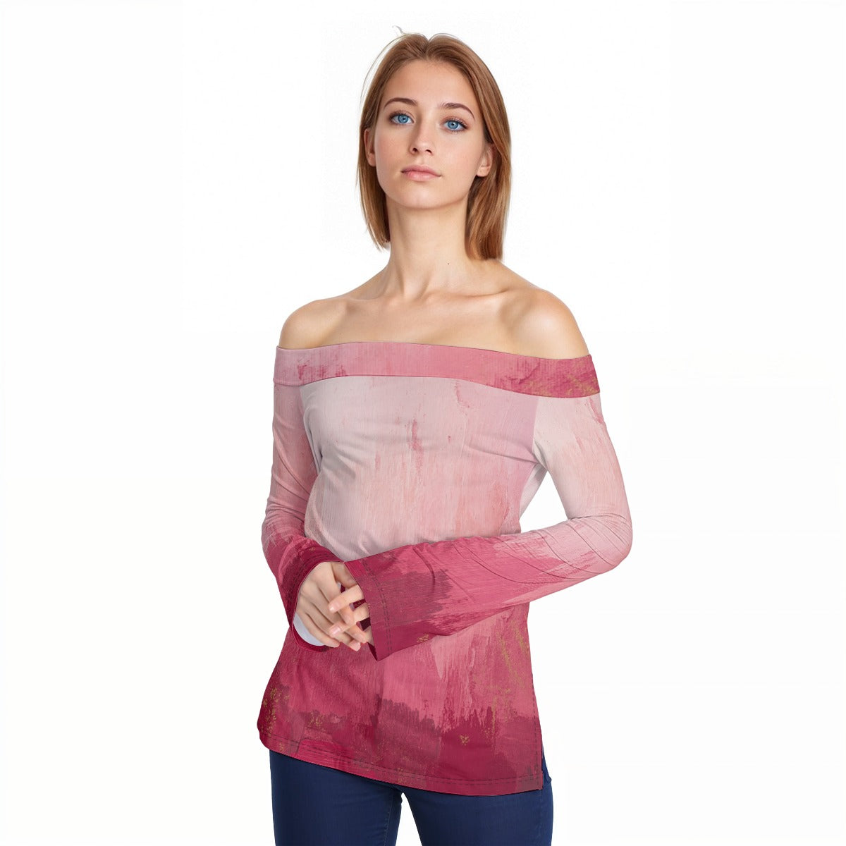 LV Women's Off-Shoulder Long Sleeve Top