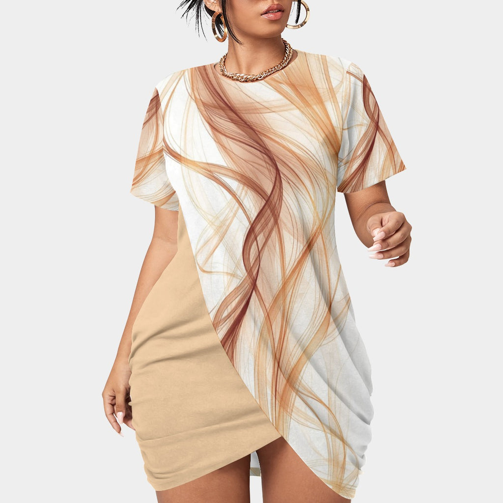 Women's Short Sleeve Stacked Hem Dress