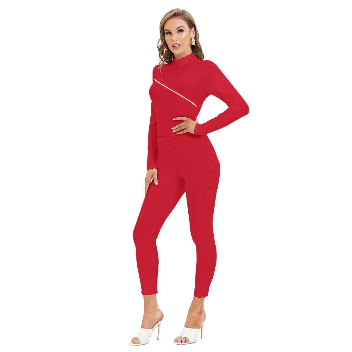 Women's Long Sleeved Catsuit with Zipper
