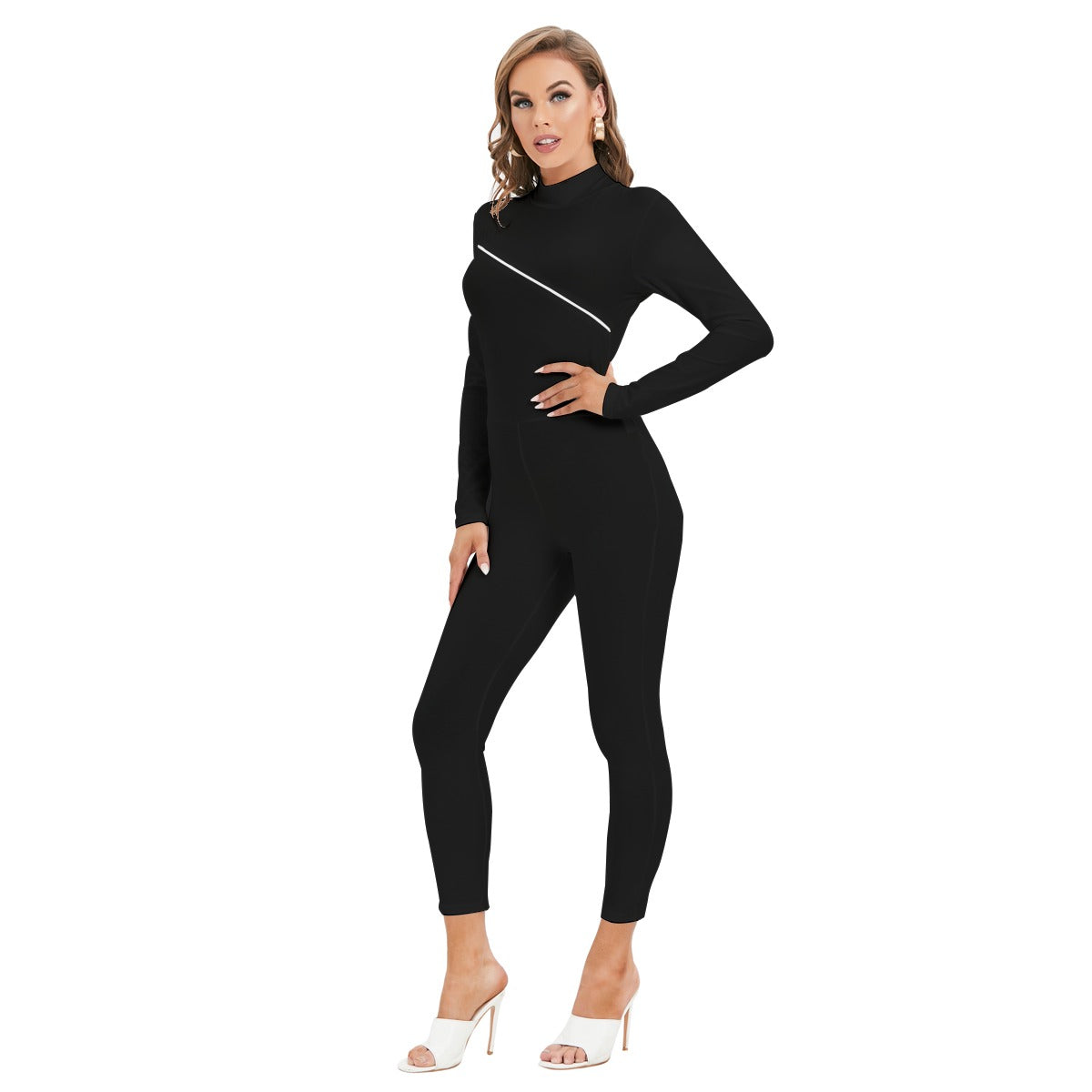 Women's Long Sleeved Catsuit with Zipper