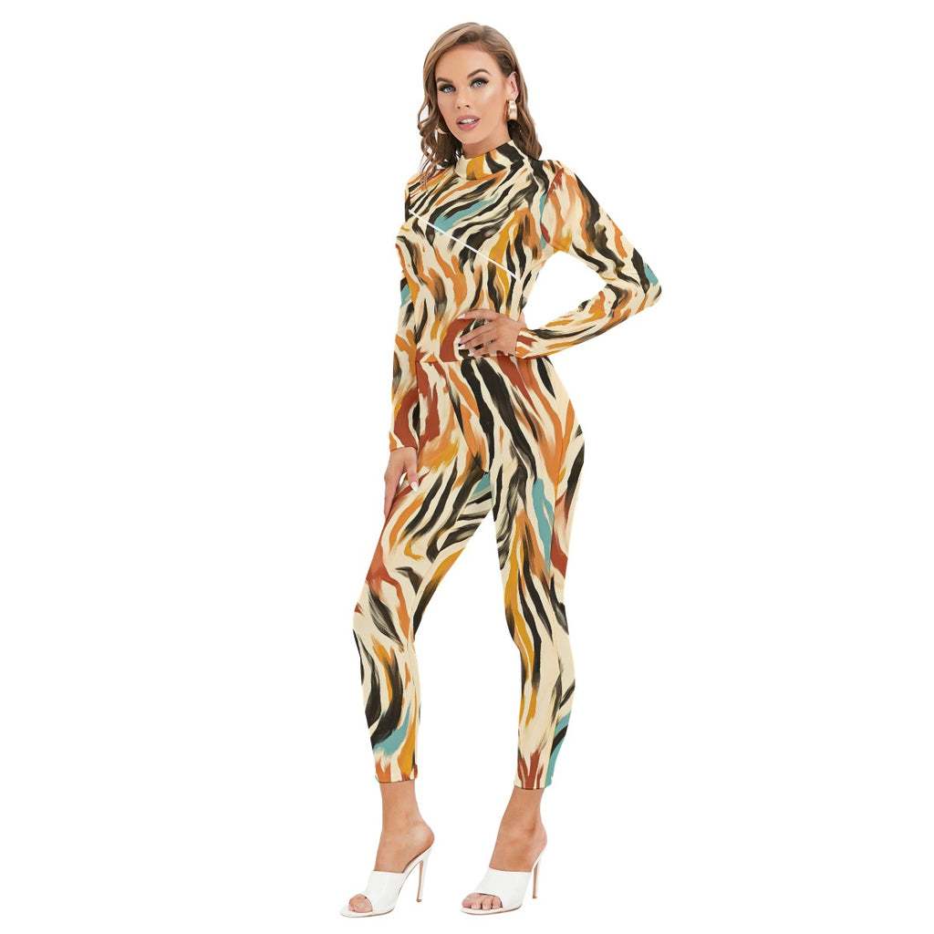 Women's Long Sleeved Catsuit with Zipper