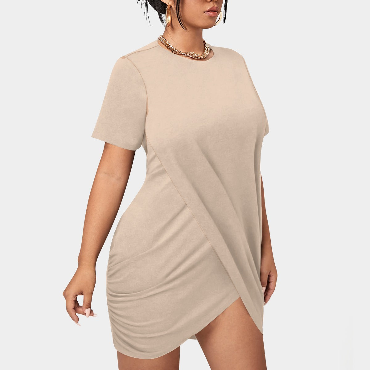 Women's Short Sleeve Stacked Hem Dress