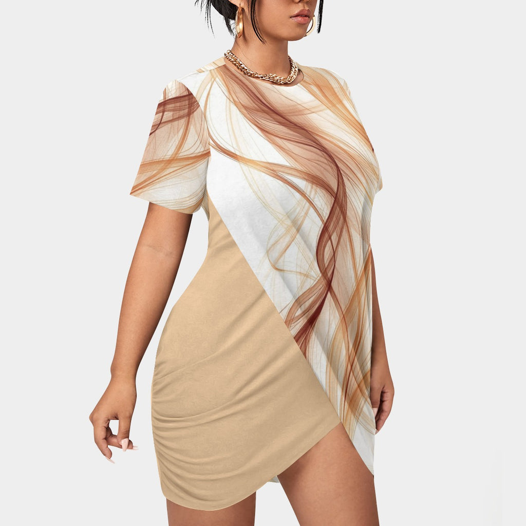 Women's Short Sleeve Stacked Hem Dress