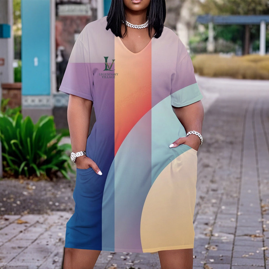 Stripe Search Women's V neck Dress