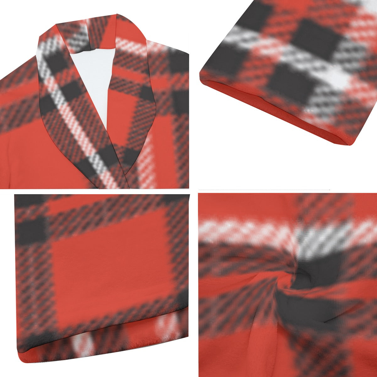 Plaid red Men's Borg Fleece Robe