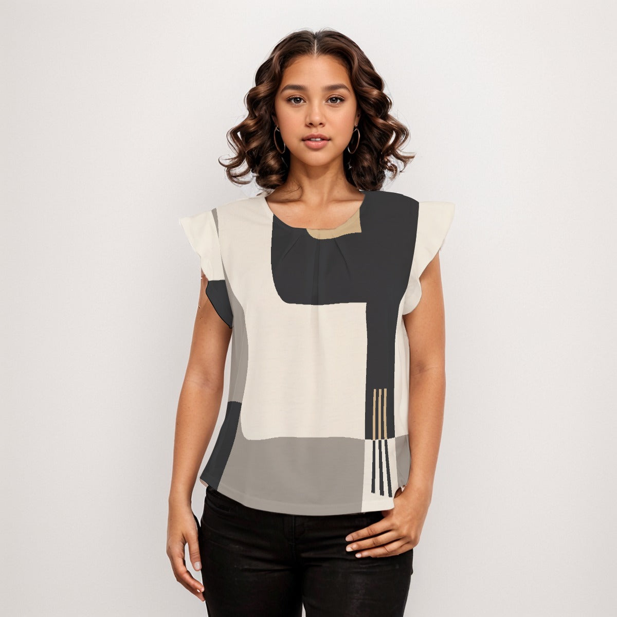 Which way is up Women's O-neck T-shirt With Ruffle Sleeves