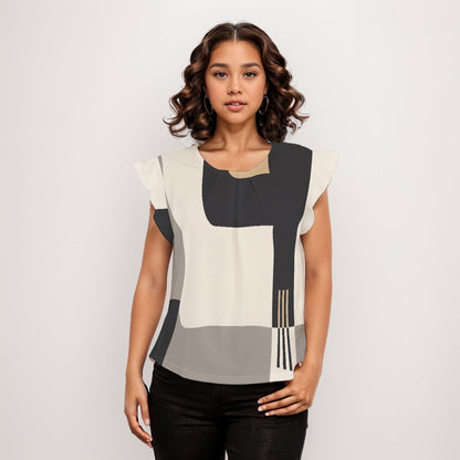 Which way is up Women's O-neck T-shirt With Ruffle Sleeves