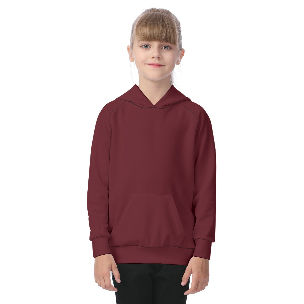 School Burgundy Tops Kid's Raglan Pullover Hoodie