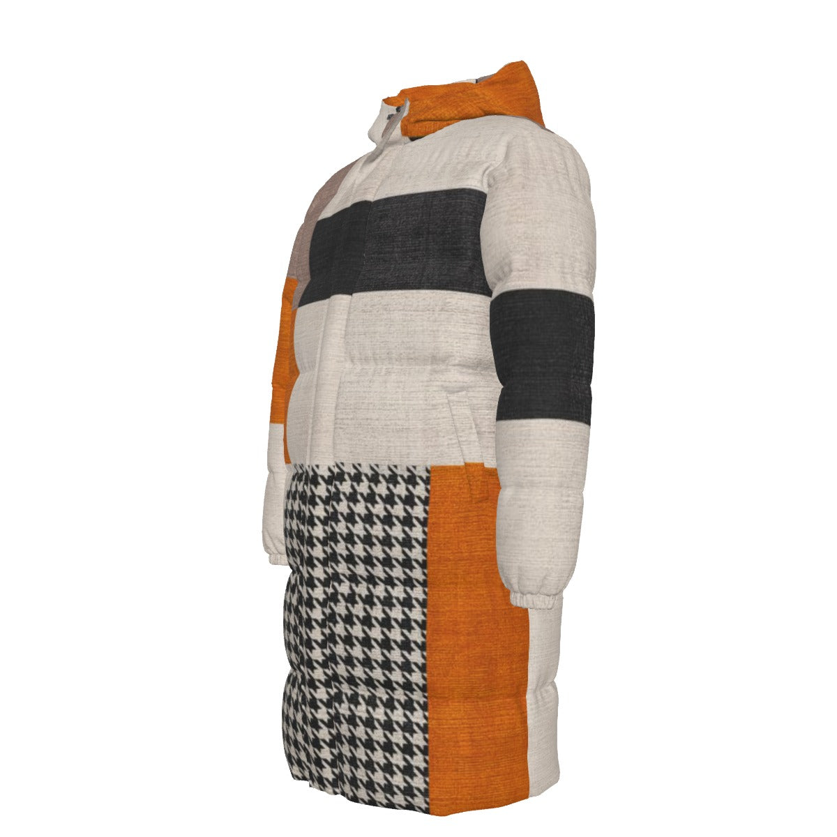 Patchwork Unisex Long Down Jacket