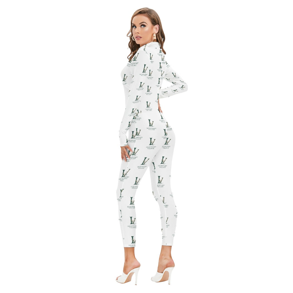 Women's Long Sleeved Catsuit with Zipper