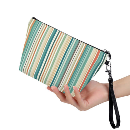 Striped Out Cosmetic Bag With Black Handle