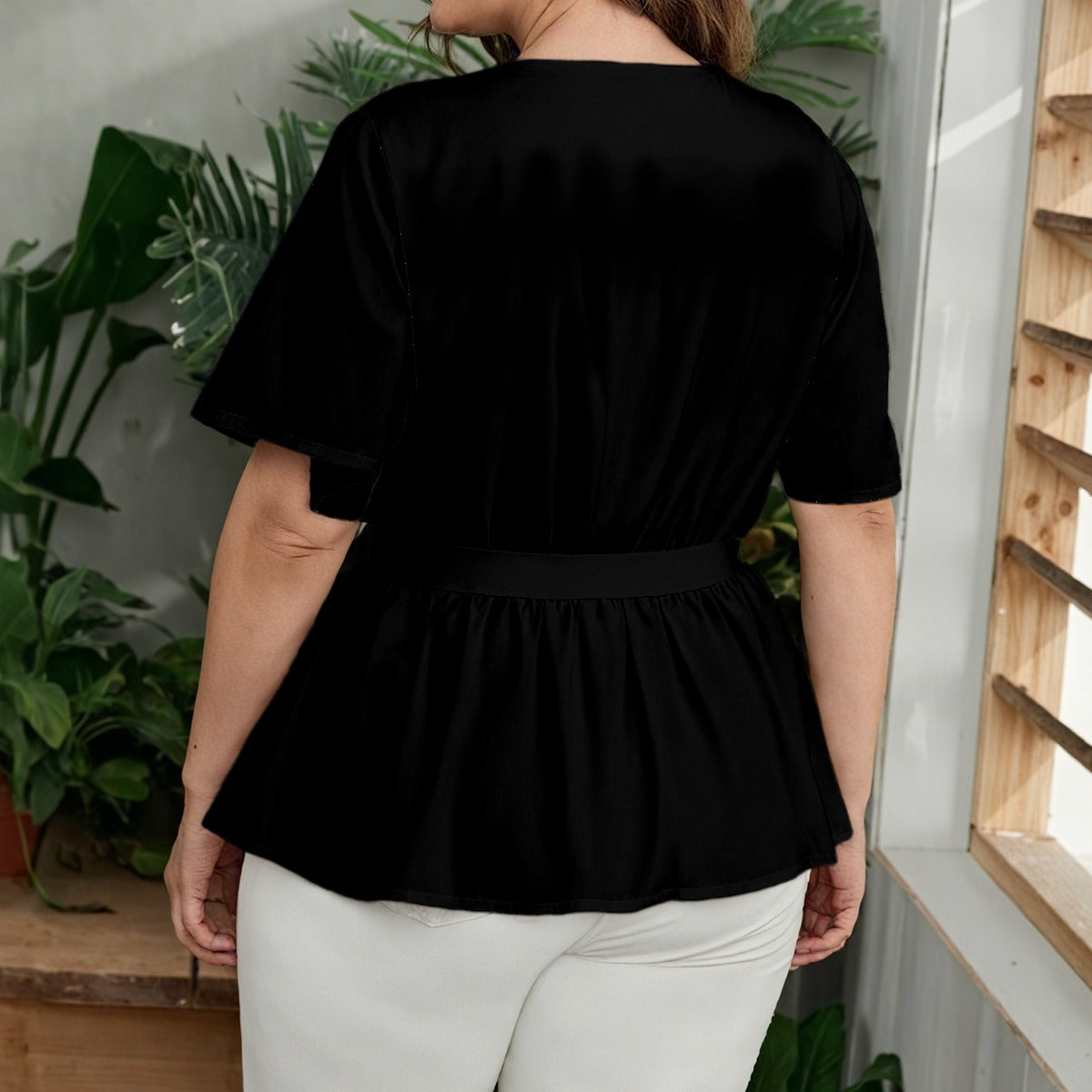 Women's Belted Wrap Blouse
