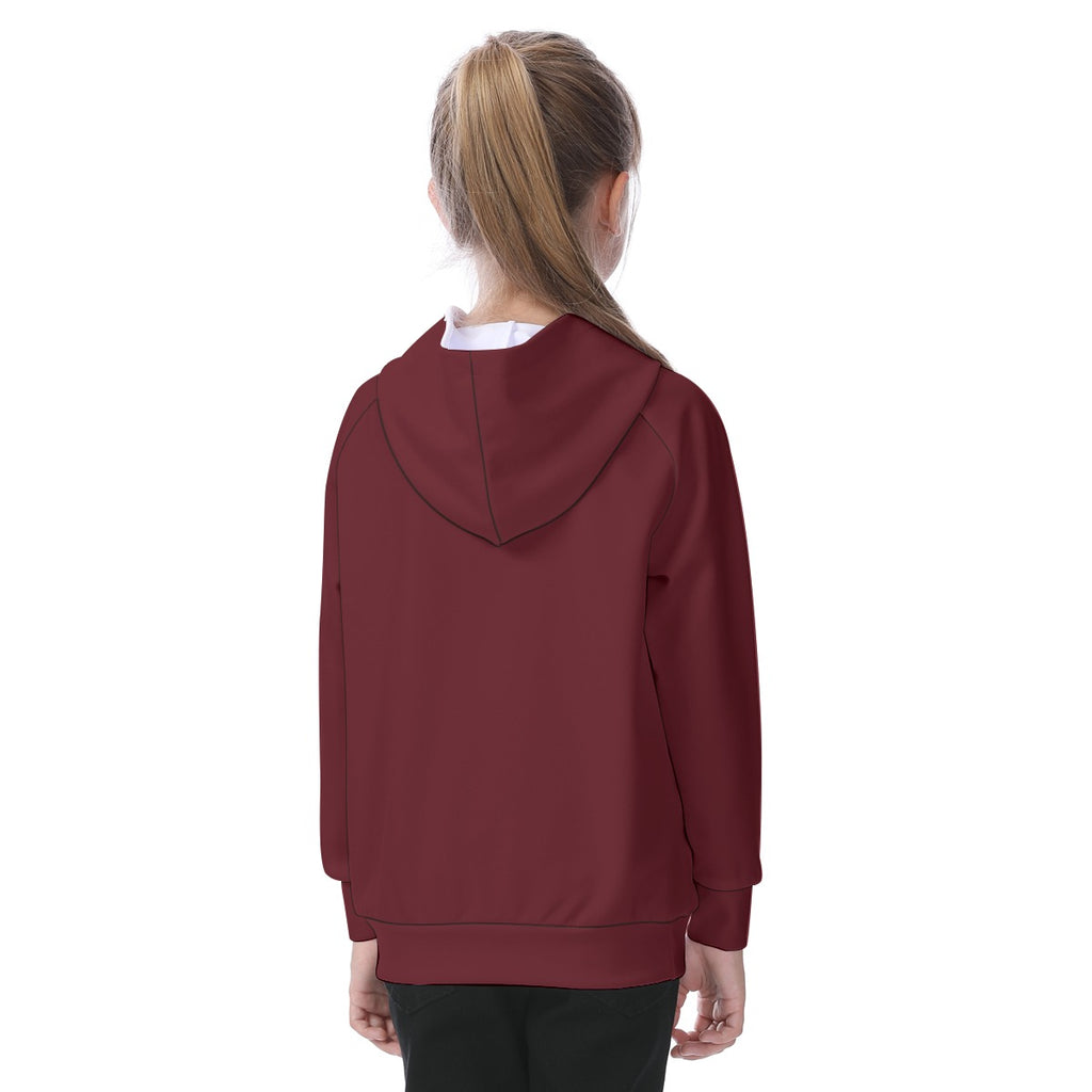 School Burgundy Tops Kid's Raglan Pullover Hoodie