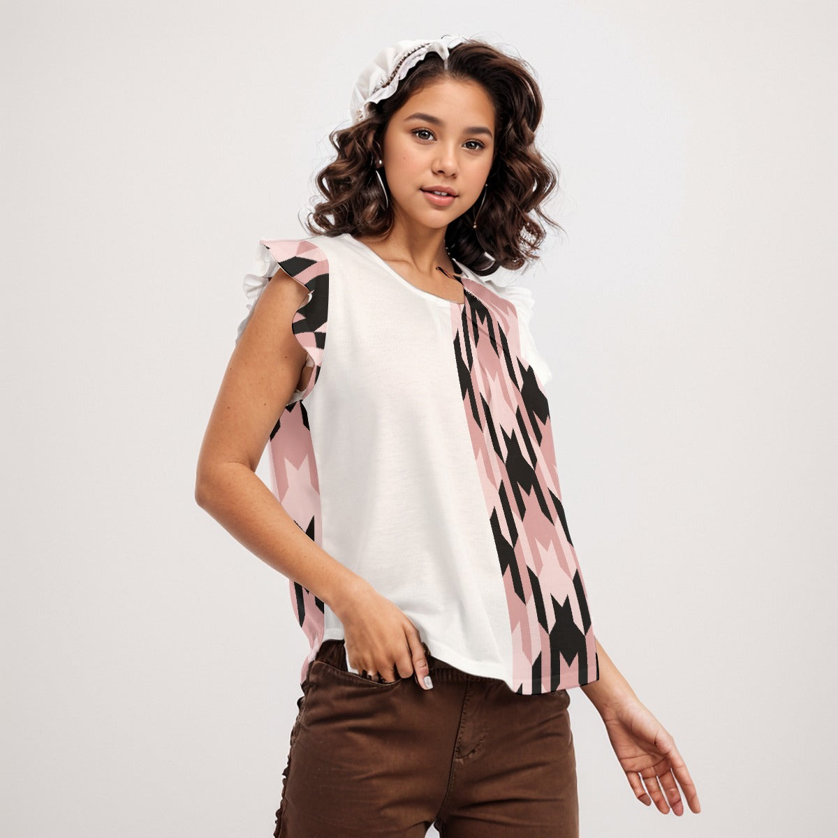 Simplistically Simple Women's O-neck T-shirt With Ruffle Sleeves