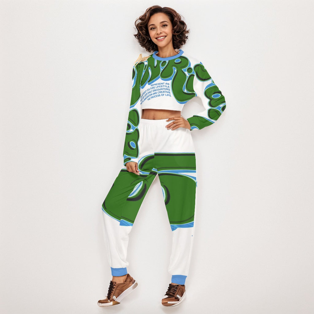 Represent the culture Women's Crop Sweatshirt Suit