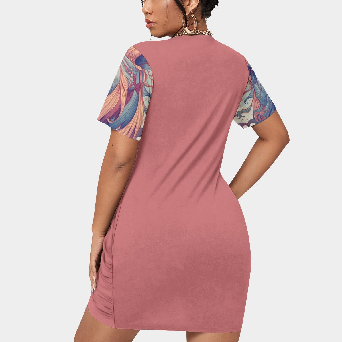 Women's Short Sleeve Stacked Hem Dress
