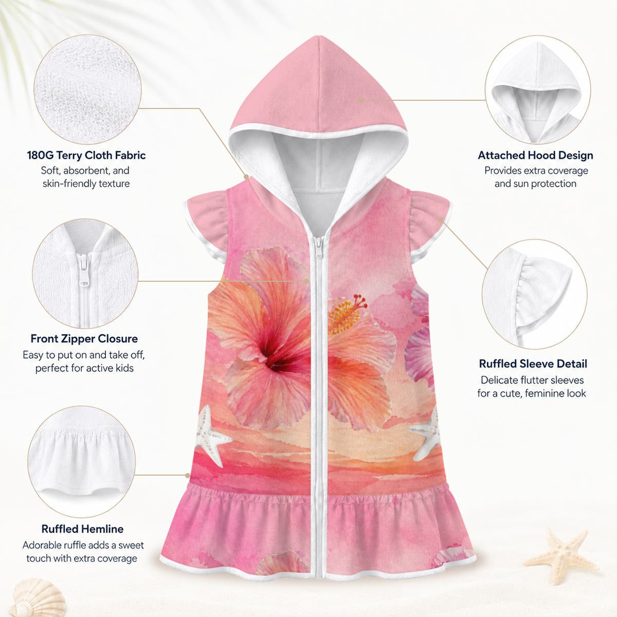 Khaiya's Hibiscus Hooded Beach Cover-Up