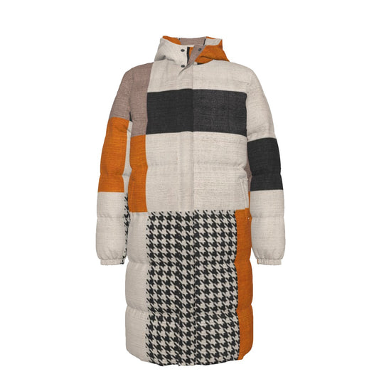 Patchwork Unisex Long Down Jacket