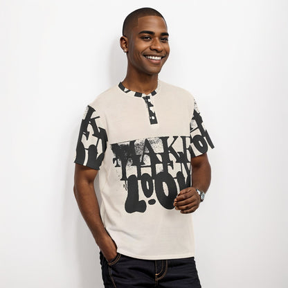 Make them look Men's Short Sleeve T-shirt With Button Closure