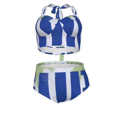 True Blue Women's Swimsuit Set With Halter