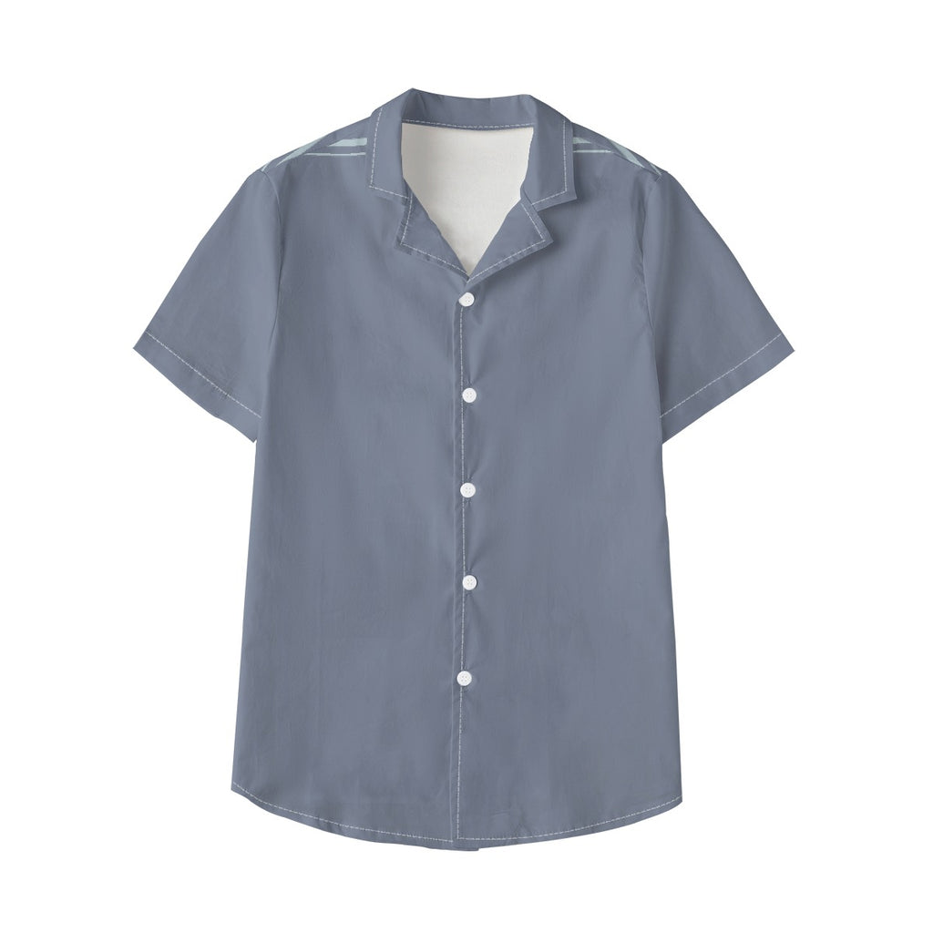 Easy Gray Button Up Kid's Hawaiian Vacation Shirt | 115GSM Cotton poplin