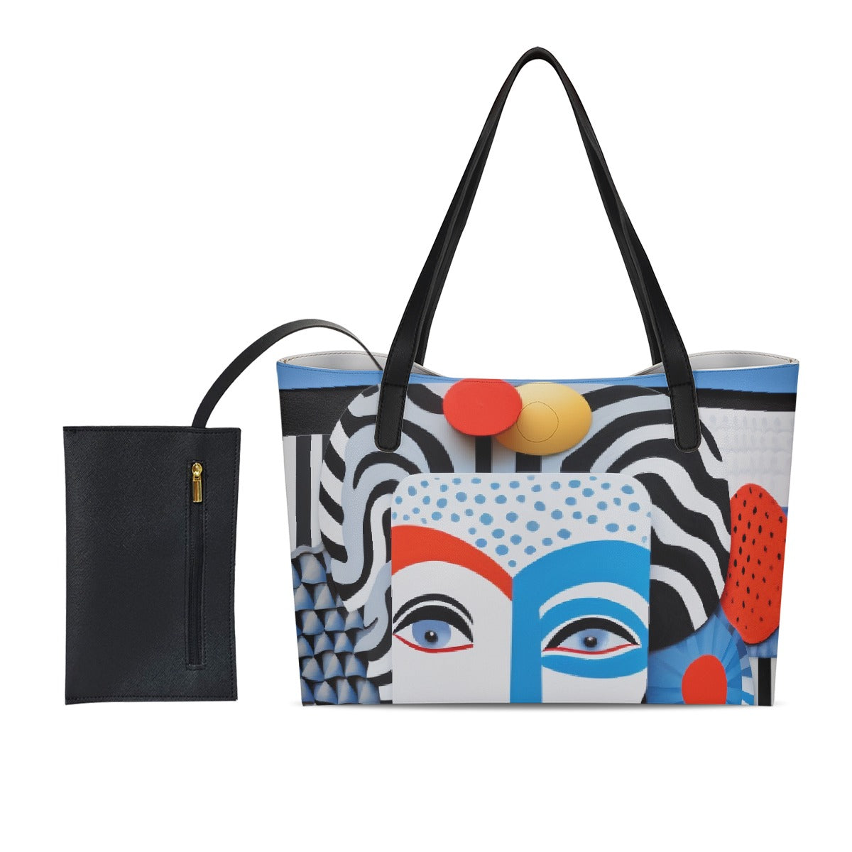 Eye C You Shopping Tote Bag With Black Mini Purse