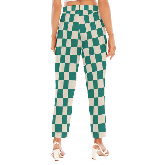 Checkered Women's Loose Straight-leg Pants