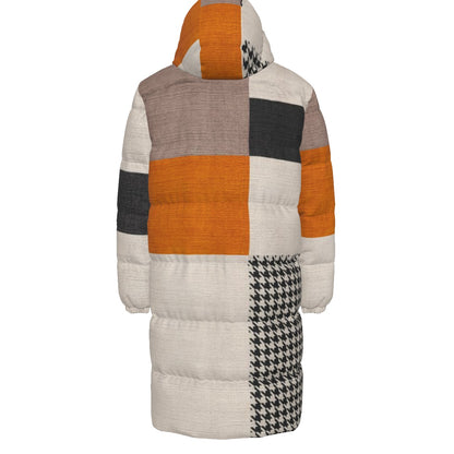 Patchwork Unisex Long Down Jacket