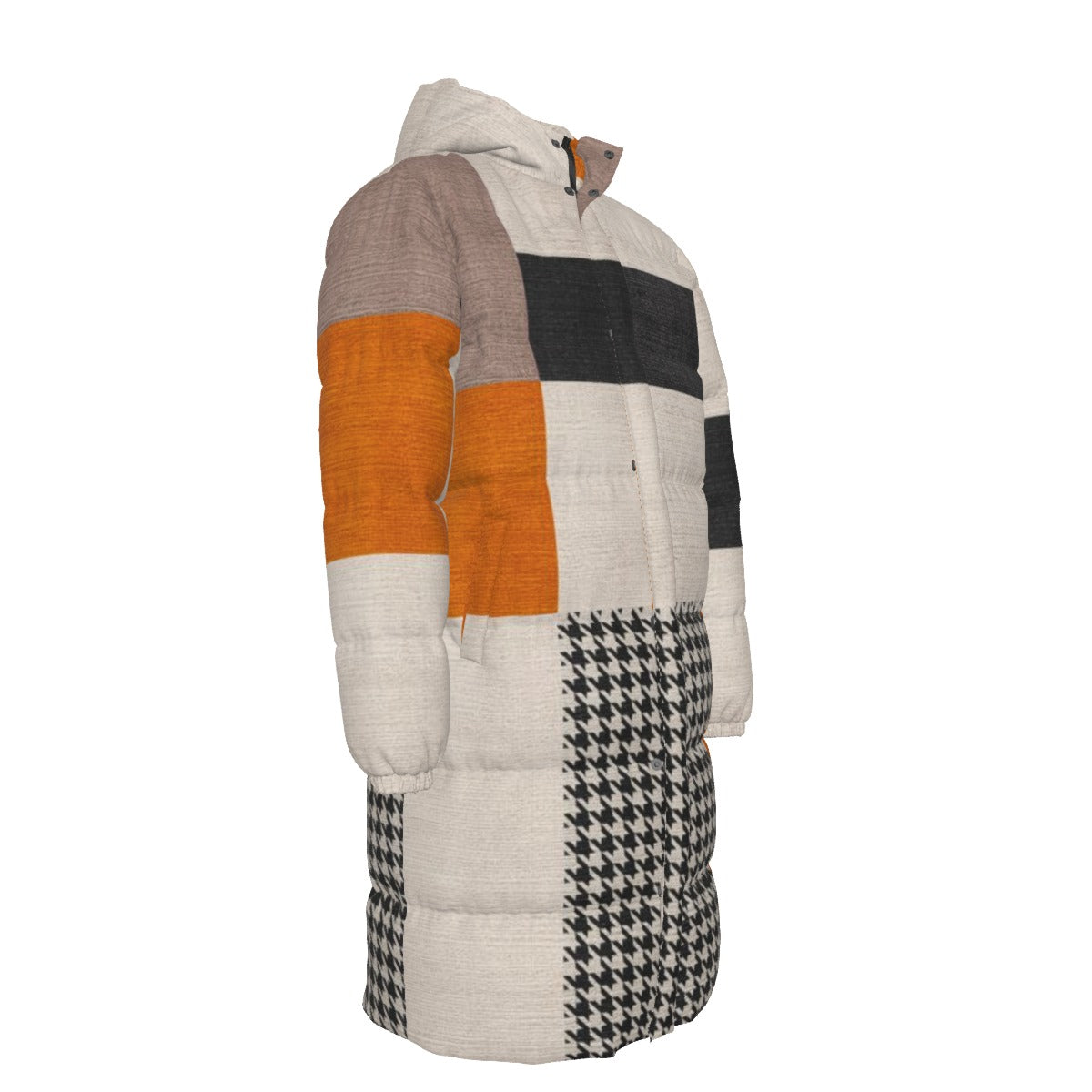 Patchwork Unisex Long Down Jacket