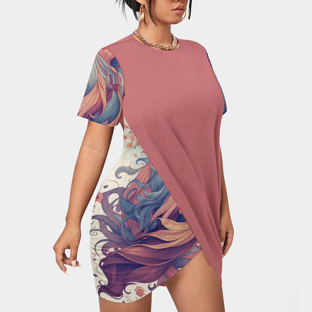 Women's Short Sleeve Stacked Hem Dress