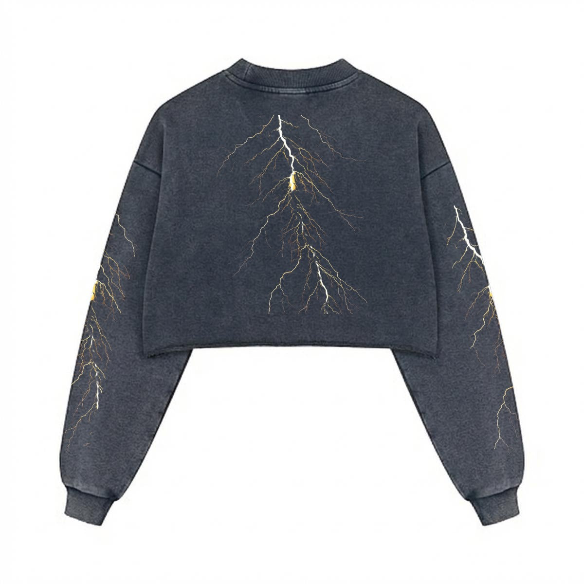 He watches me Women’s Cropped Distressed Sweatshirt