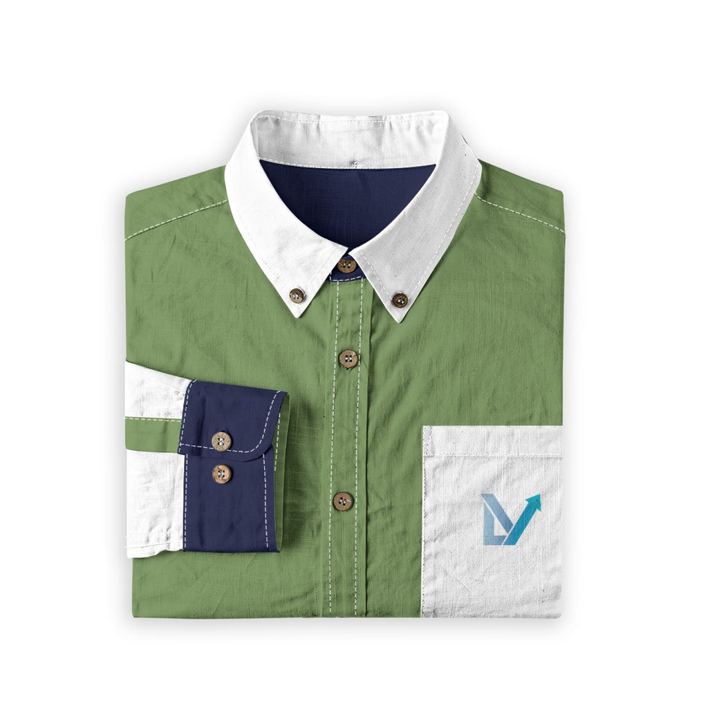 Color block Men's Cotton Button Up Shirt