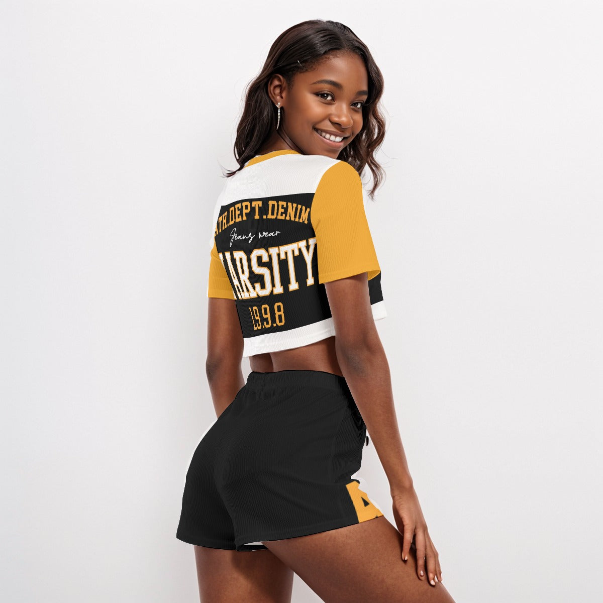 Varsity Women's O-neck T-shirt Shorts Suit