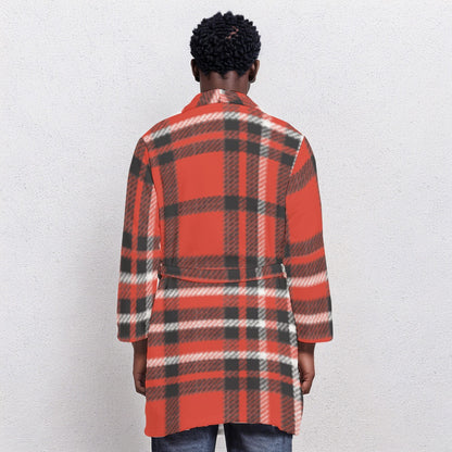 Plaid red Men's Borg Fleece Robe