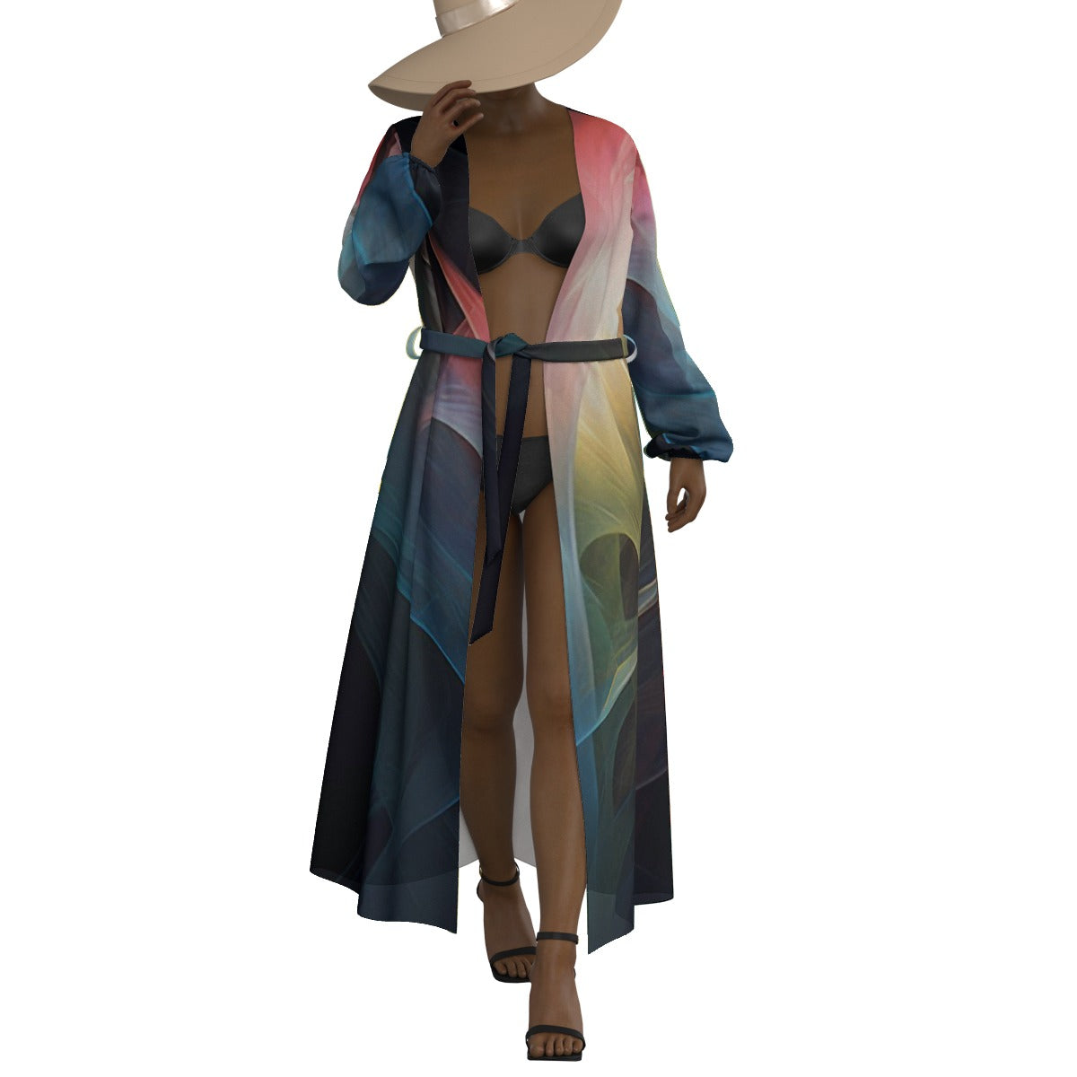 Invisible Women's Lace-up Chiffon Robe