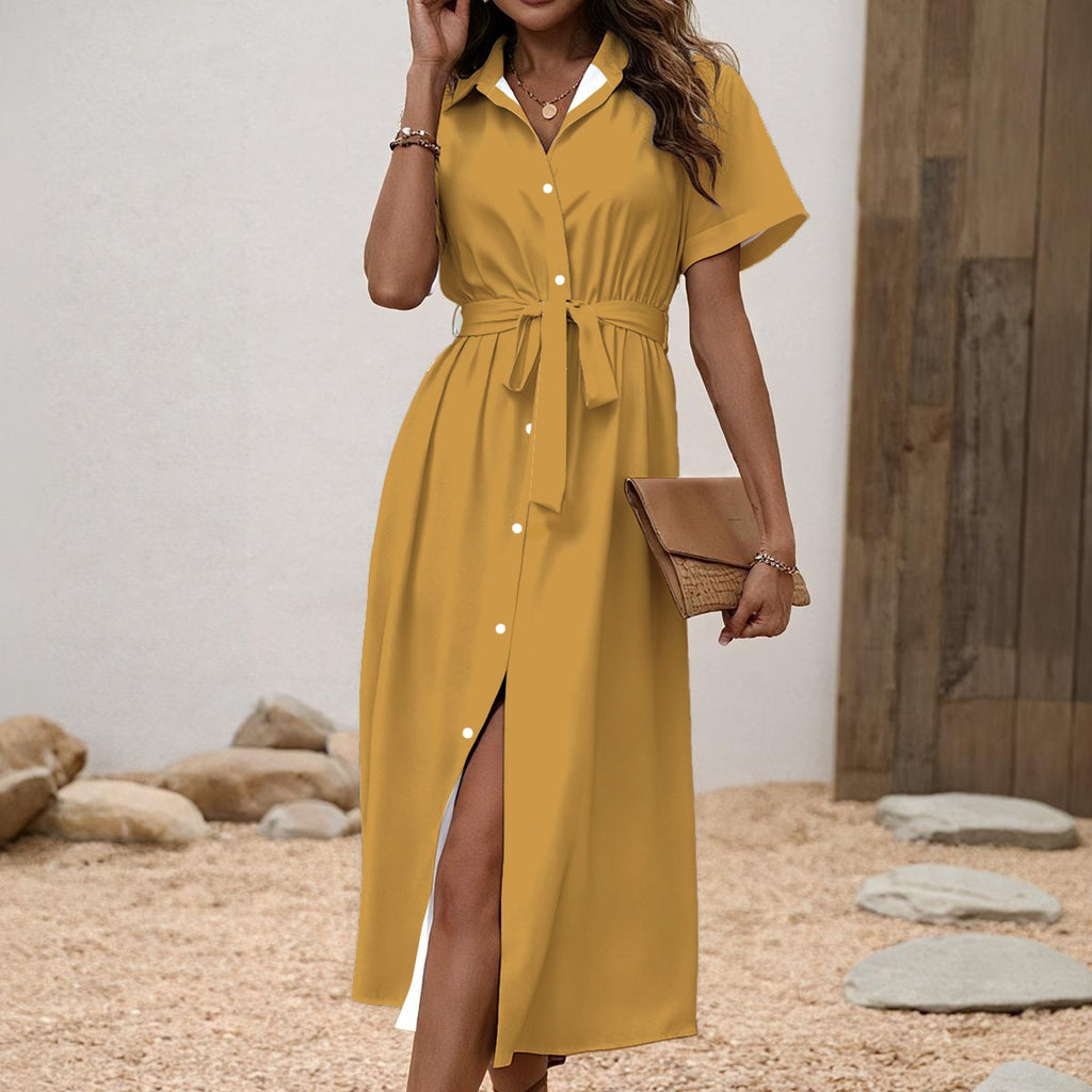 Pink Paradise Women's Belted Shirt Dress
