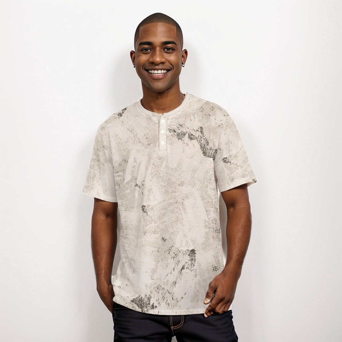 Sand Men's Short Sleeve T-shirt With Button Closure