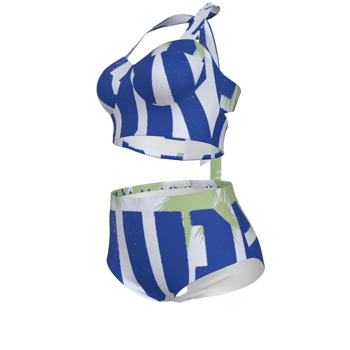 True Blue Women's Swimsuit Set With Halter