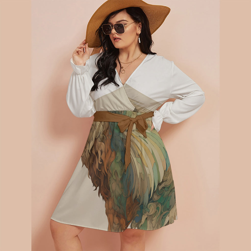 Chee Chee Women's V-neck Dress With Waistband(Plus Size)