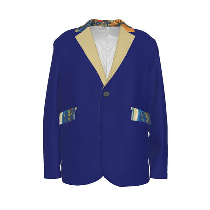 Fish in the sea Men's Casual Flat Lapel Collar Blazer | 245GSM Cotton