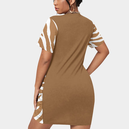 Switch up Women’s Stacked Hem Dress With Short Sleeve（Plus Size）