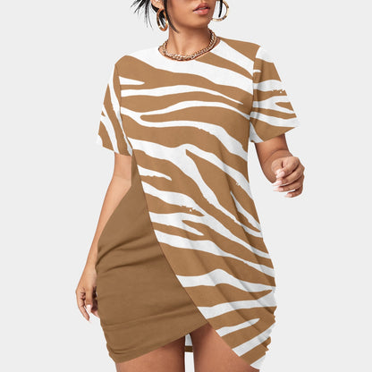 Switch up Women’s Stacked Hem Dress With Short Sleeve（Plus Size）