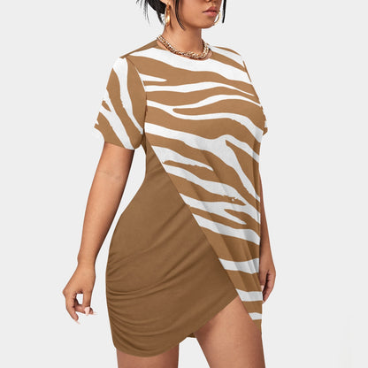 Switch up Women’s Stacked Hem Dress With Short Sleeve（Plus Size）